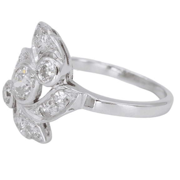 Platinum 950 Vintage 3 Stone Natural Diamond Ring