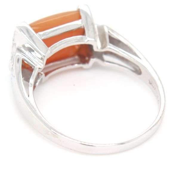 14kt White gold Rectangular Jade and diamond ring