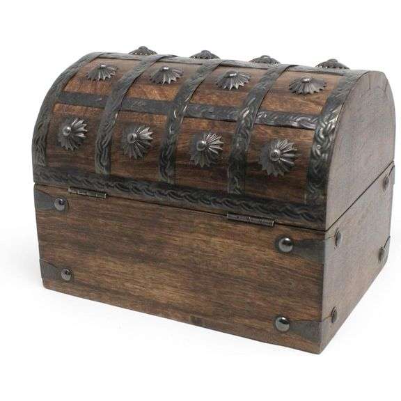 Nautical Cove Pirate Treasure Chest with Iron Lock and Skeleton Key