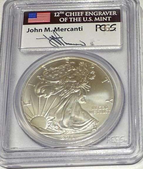 2013 Mercanti Signed PCGS MS 70 First Strike Silver Eagle