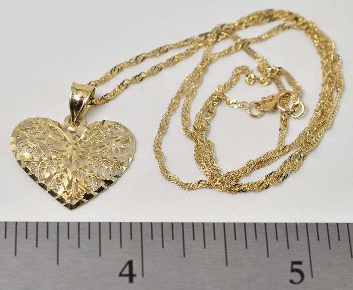 Fantastic Heart Pendant Necklace in 14K  Yellow Gold