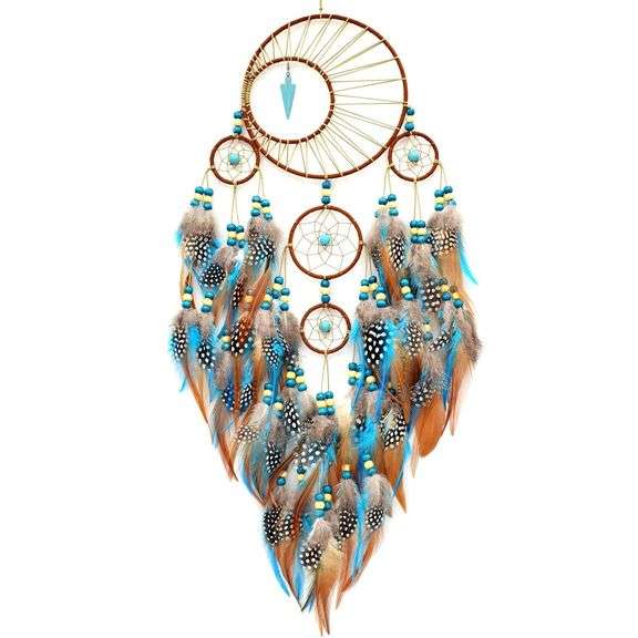 Large Turquoise Moon Dream Catcher