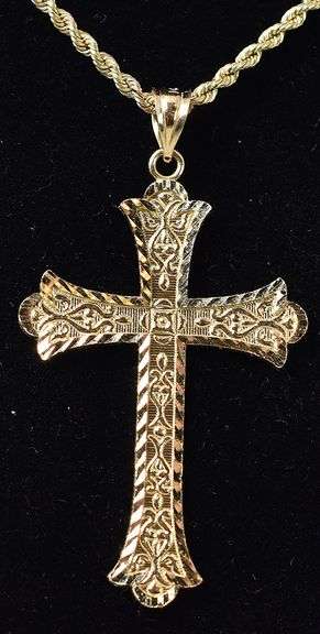 Spiritual Cross Pendant Necklace in 14K Yellow Gold