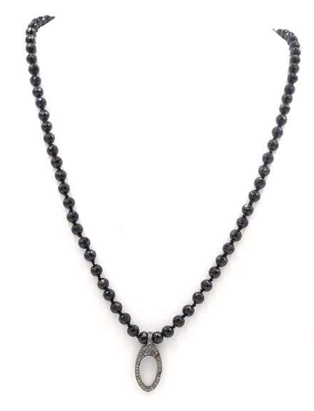 Black Spinel & Silver Diamond Clasp
