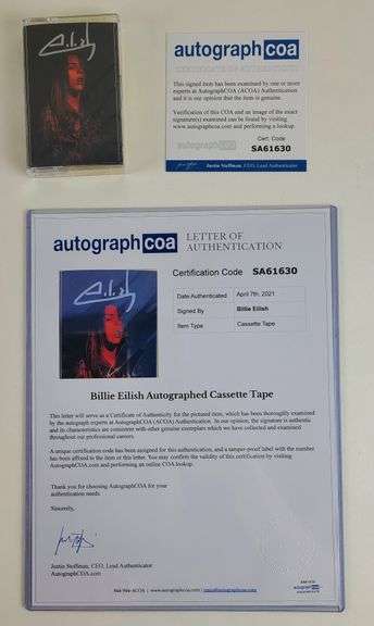 Billie Eilish Autographed Direct From Her Cassette Tape Sealed ACOA