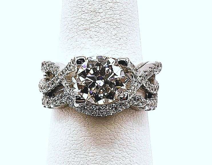 14 Kt White Gold Plate 2.75 Ct Lab Simulated Diamond 2 Band Engagement Ring Set