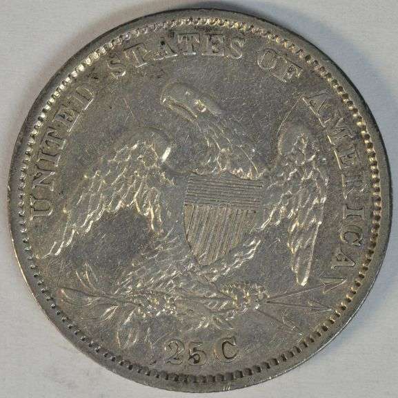 Sharp 1834 Capped Bust Quarter. XF/AU details