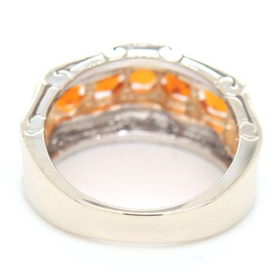 14kt Two tone gold Mexican fire opal and diamond accent ring