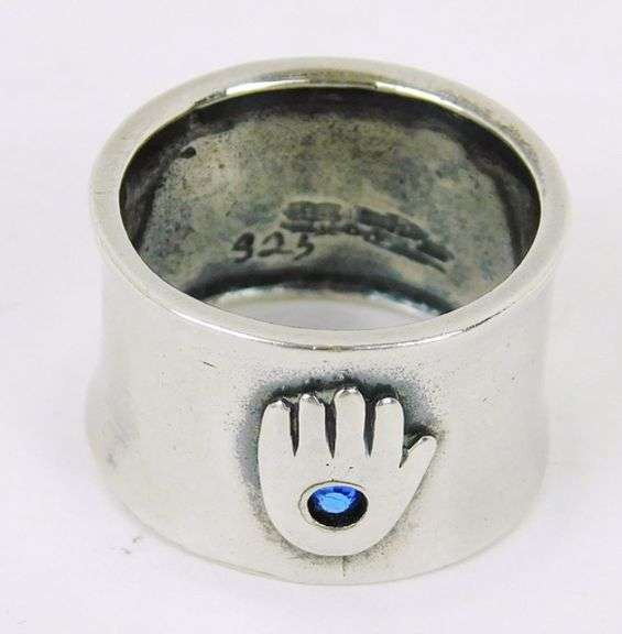 Wide Sterling Silver Hand Ring, Size 8.5