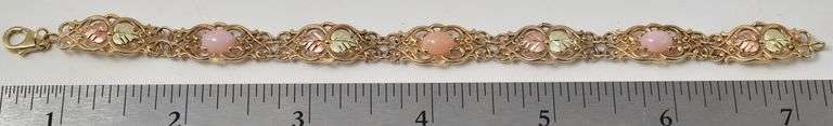 Brilliant 10k Tri-Gold Colorful Gemstone Bracelet