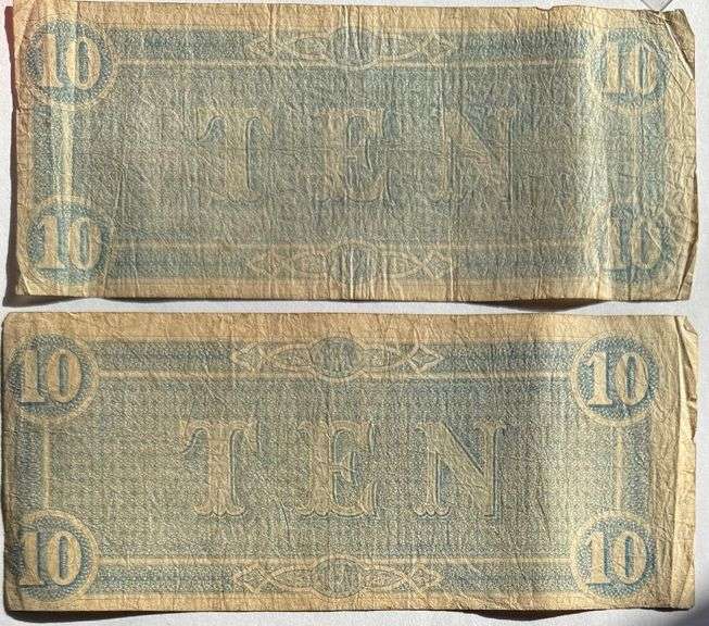 2 $10 Feb 17 1864 Series $10 CSA Notes