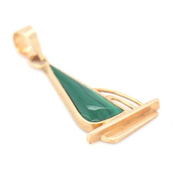 14kt Yellow gold Malachite boat