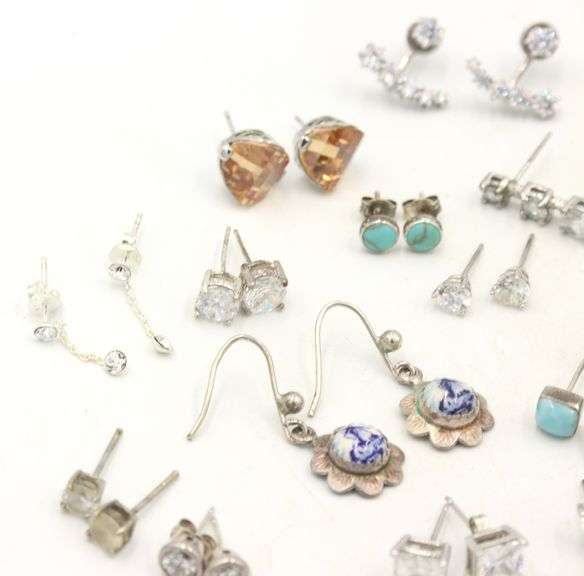 Vintage 925 sterling silver group lot of earrings
