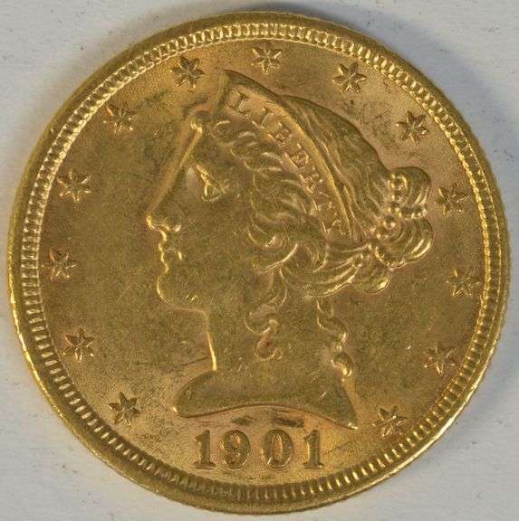 Fully struck and lustrous 1901 US $5 Liberty Gold Piece
