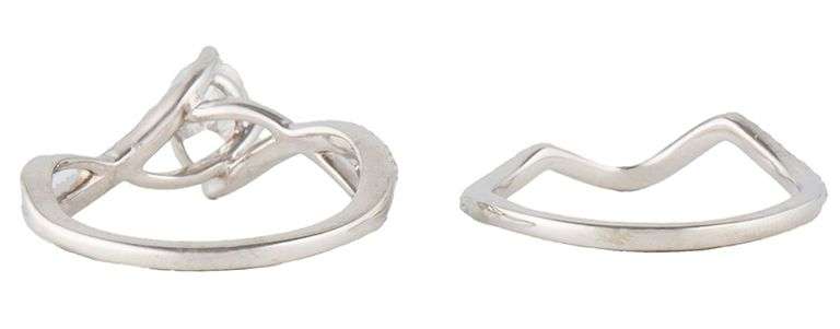 1.00ctw Oval and Round Diamond Ribbon Swirl Bridal Set in 14K