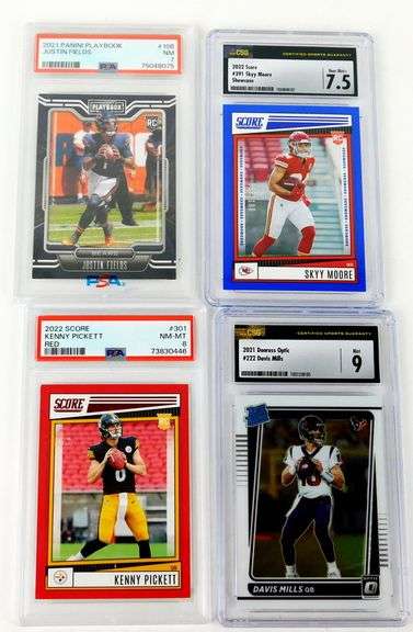Lot of 4 Graded Football Cards, All Rookies