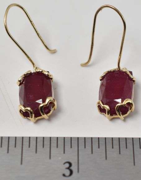 Darling 10K Yellow Gold Ruby Gemstone Dangle Earrings