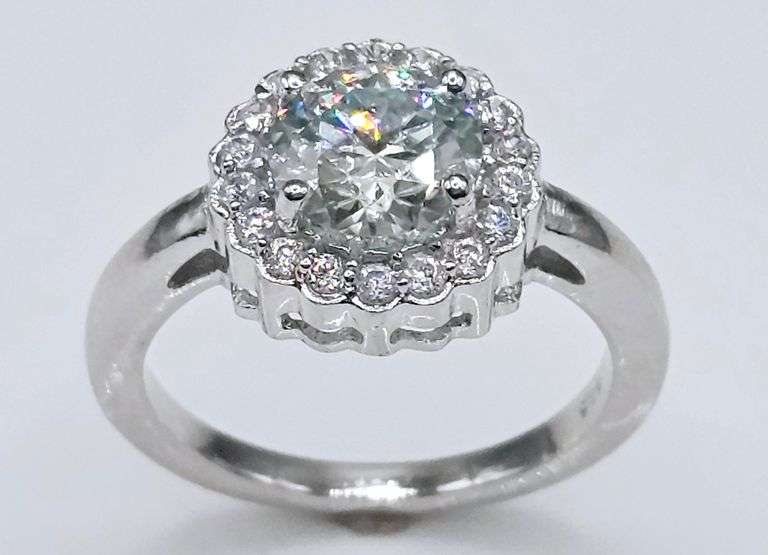 14 K White Gold Plate Sparkling 3 Ct VVs1 Ice Blue Lab Simulated Diamond Ring