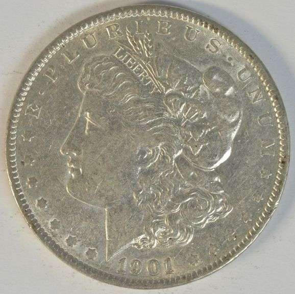 Lustrous AU 1901-P Morgan Silver Dollar. Rare key date