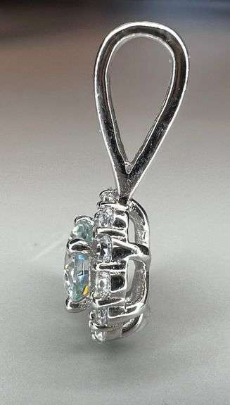 14 K White Gold Plate Dazzling 2 Ct VVs1 White Ice Blue Fire Moissanite Necklace Pendant w/chain