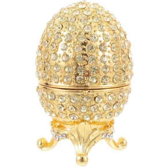 Jewelry Egg with Rhinestones Trinket Box