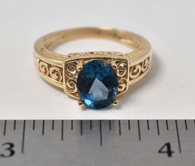 Lovely London Blue Topaz Ring in 14K Yellow Gold