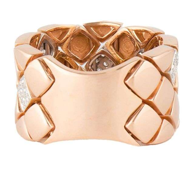 Piero Milano 0.32ctw Diamond Geometrical Woven Flex Ring in 18K