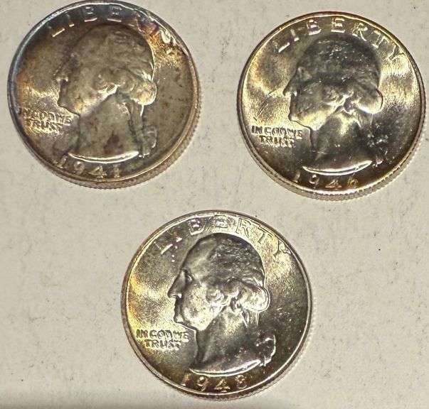 1941 1946 S 1948 D Choice BU Washington Quarters.
