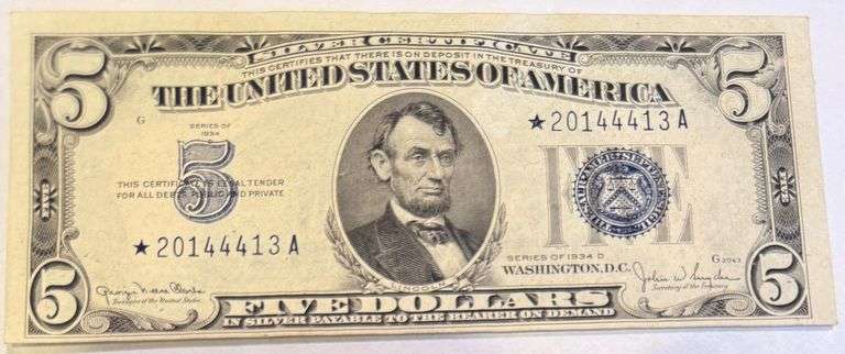 Unc 1934 D Series Star Silver Certificate
