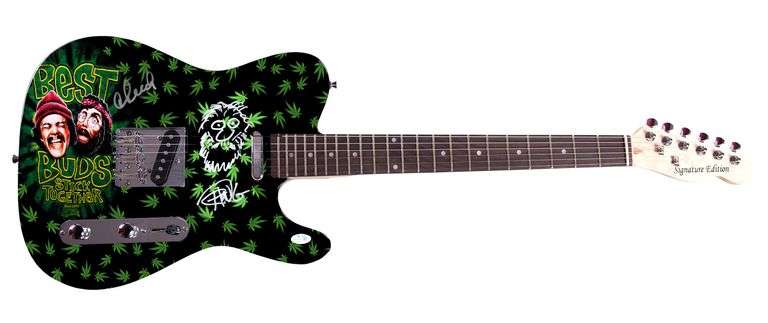 Cheech And Chong Weed 420 Best Buds Up in Smoke Graphics Photo Signed Guitar ACOA