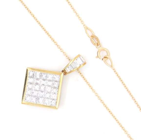 Gorgeous 18kt YG Invisible Set Diamond Pendant