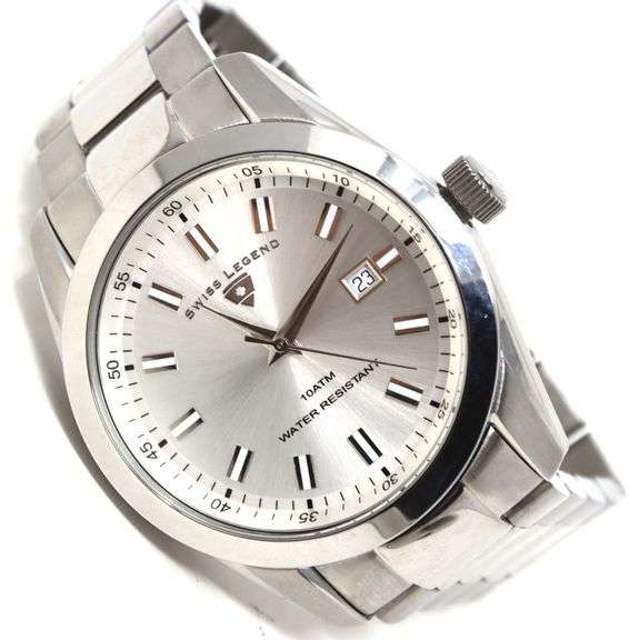 Swiss Legend classic 45mm quartz silver dial watch