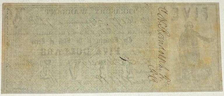 April 18 1862 Near Unc $5 Texas Treasury Warrant