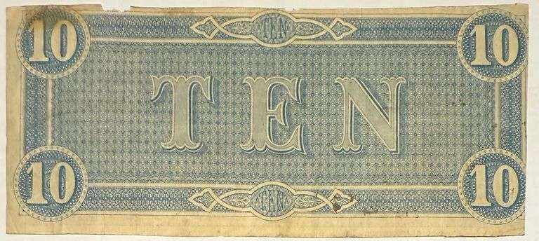 $10 Feb 17 1864 Series $10 CSA Note.
