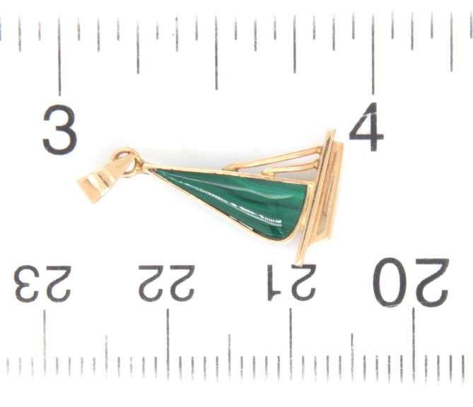14kt Yellow gold Malachite boat