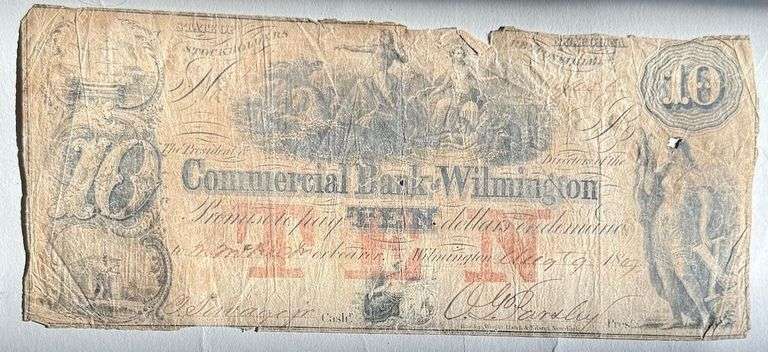 $10 Commercial Bank of Wilmington De 1847 Note