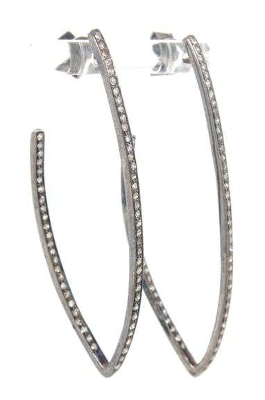 925 Sterling silver diamond chevron earrings