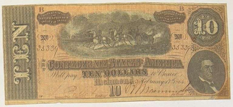 $10 Feb 17 1864 Series $10 CSA Note.