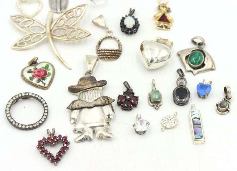 Group lot of Vintage 925 sterling silver pendants