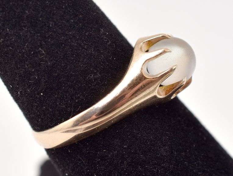 Selenite Gemstone Ring in 10K Yellow Gold