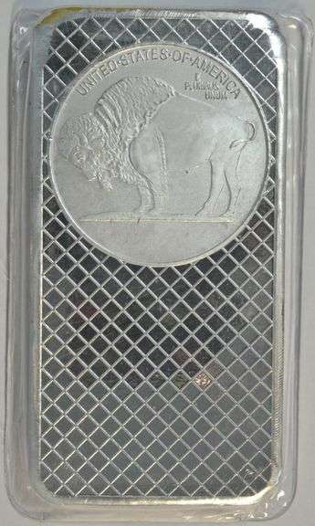Cameo Prooflike 10 Troy Oz pure .999 Fine Silver Buffalo Bar