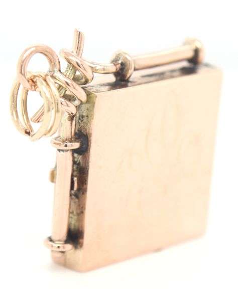 Antique 10kt 2 tone square locket pendant