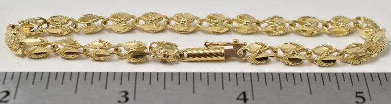 Dazzling Fancy Link Bracelet in 14K Yellow Gold