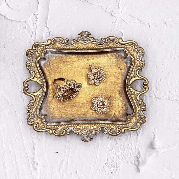 Old Gold Ring Dish Jewelry Tray
