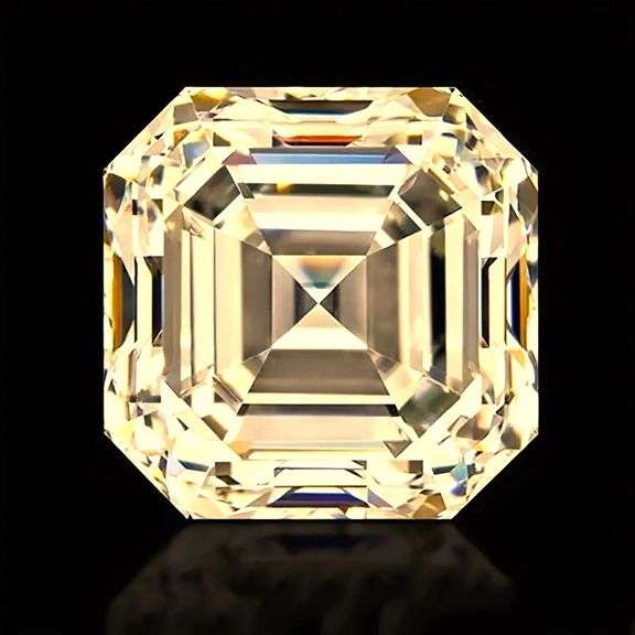 Huge Rare 13.75 Ct VVS1 Amber Ice Asscher Cut Fire Moissanite Solitaire