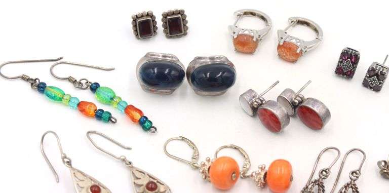 Vintage 925 sterling silver group lot of earrings