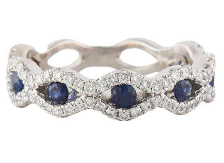 0.55ctw Sapphire and 0.32ctw Diamond Infinity Eternity Band Ring in 14K