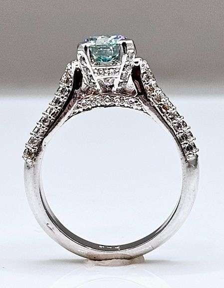 Sparkling 1.75 Ct VVs1 Lab Simulated Diamond 14 Kt White Gold Plated Engagement Ring
