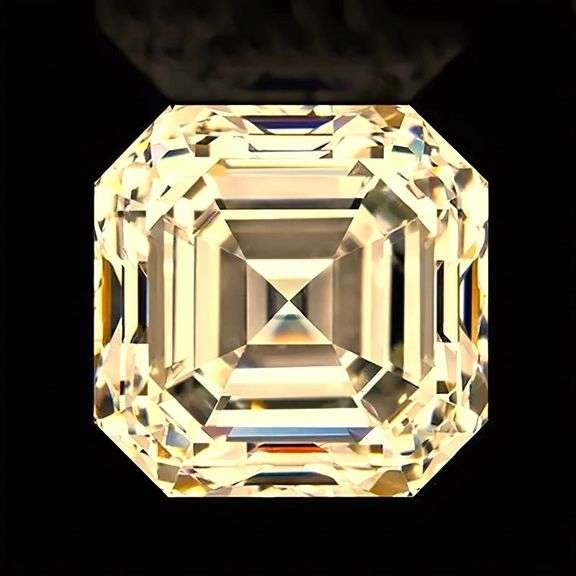 Huge Rare 13.75 Ct VVS1 Amber Ice Asscher Cut Fire Moissanite Solitaire