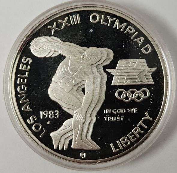 1983-S $1 Los Angeles Olympiad Discus Thrower PR DCAM